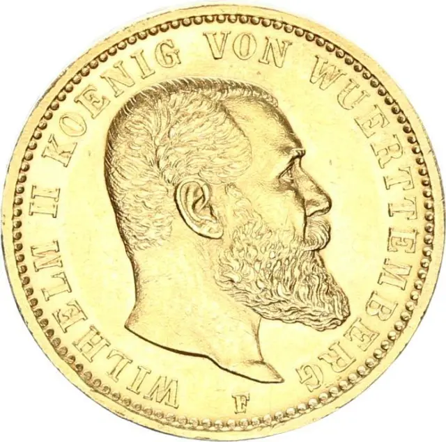 Württemberg Wilhelm II. 20 Mark 1900 F Gold vz-stgl. J 296