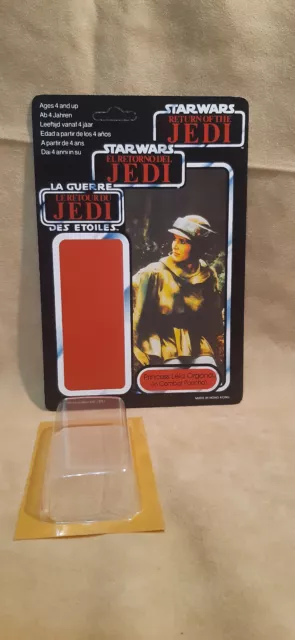 Kit Cardback Personalizzato Vintage Star Wars Tri Logo Leia Endor Palitoy 70 Posteriore