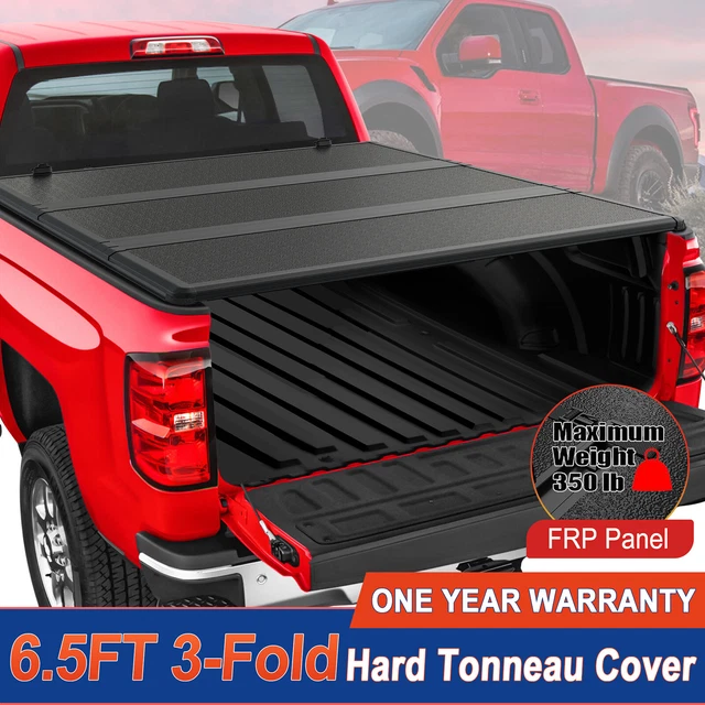 6.5/6.6FT FRP HARD 3Fold Tonneau Cover For 20072024 Toyota Tundra Bed
