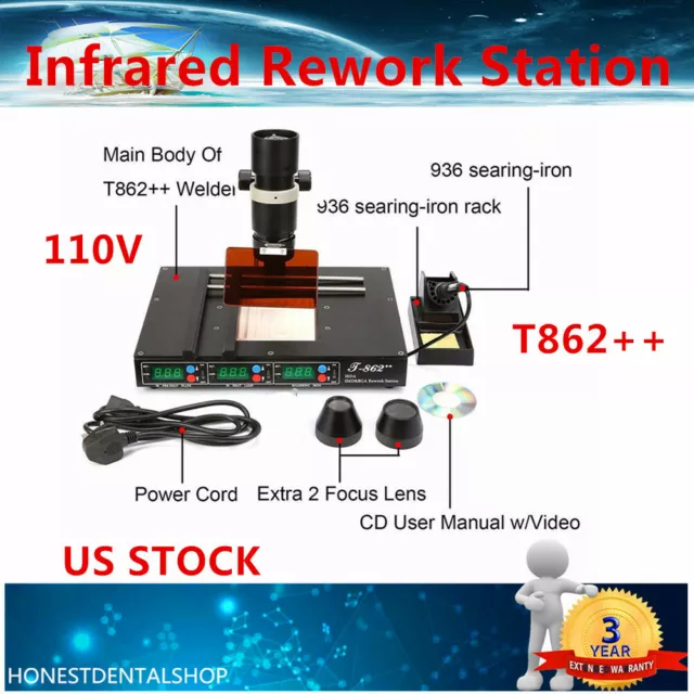 IR IRDA Welder Infrared BGA Rework Station SMT SMD Reballing Station T862++ Tool