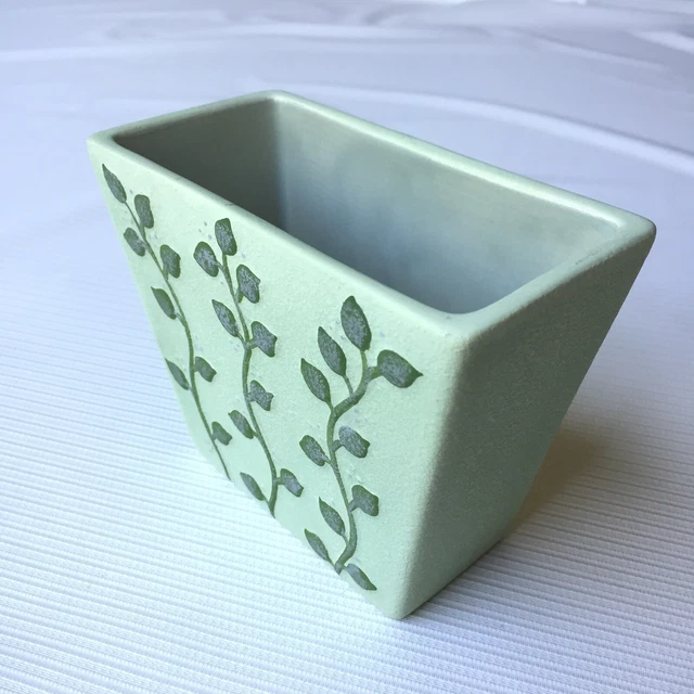 Partylite Candle Holder Vase Green Leaf Vine Art Succulent Planter Vintage 4.5"