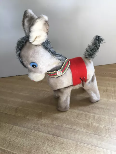 Vintage 1950's Wind-up Mechanical Donkey Toy with key - WORKS