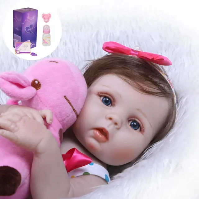 22inch Realistic Reborn Newborn Baby Dolls Full Body Vinyl Silicone Toddler Girl
