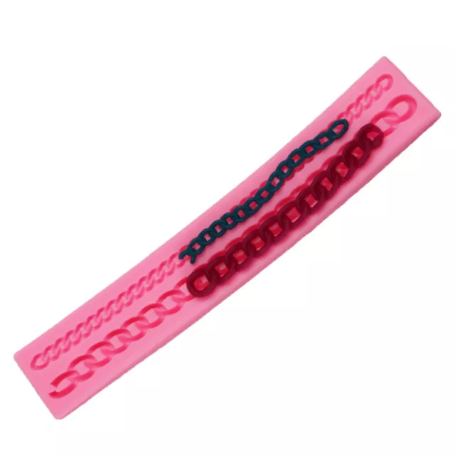 Collar de cadena molde de silicona decoración molde de pastel para hornear (rosa)