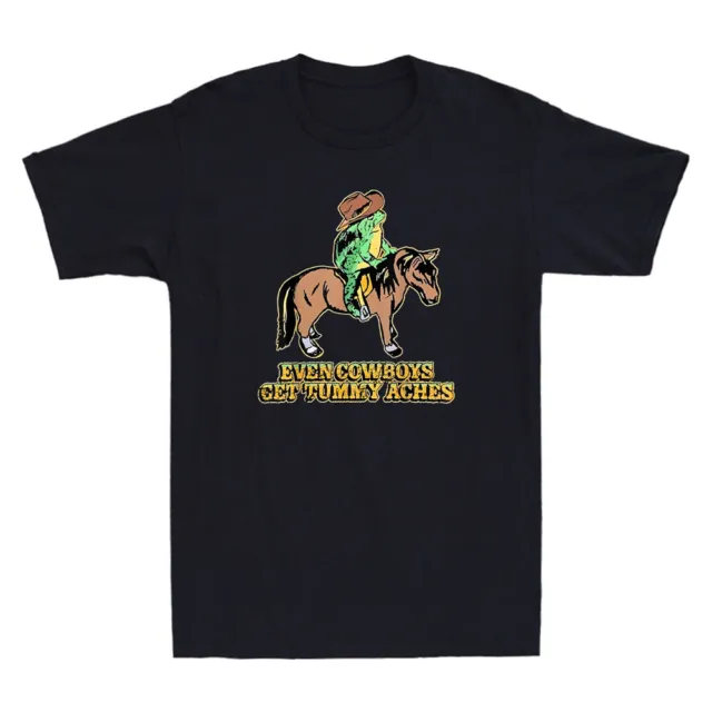 Even Cowboys Get Tummy Aches Funny Frog Riding Horse Meme Vintage Men's T-Shirt