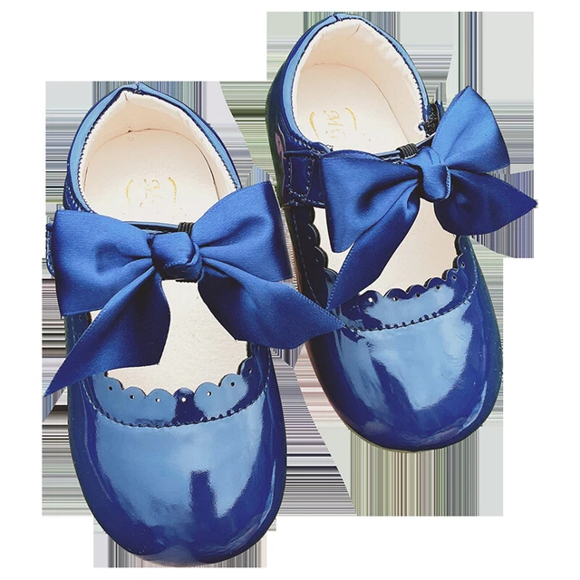 Scarpe Bambino Bambini Bambine Fiocco Spagnolo Matrimonio Piatto Festa Brevettato 4-8 8