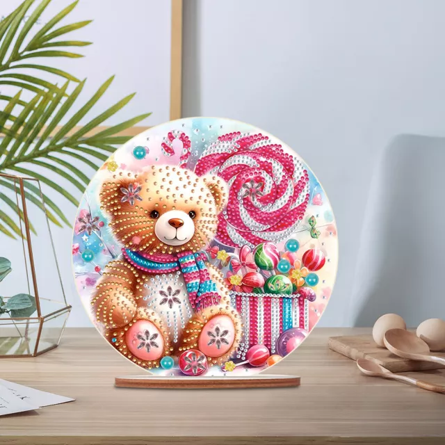Special Shaped Bear Diamond Painting Tabletop Kit Home Office Decor (Candy Bear) 3