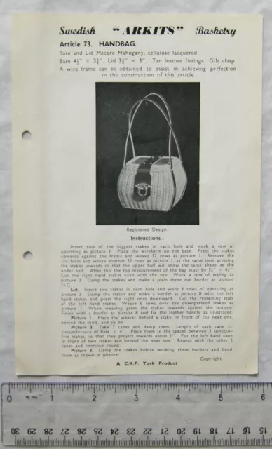 Vintage Broschüre: Schwedischer Arkits Korb - Handtasche, 73