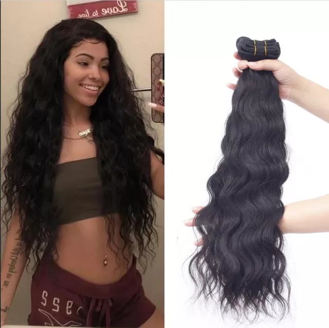 Indian Natural Wave Human Hair 3 Bundles For Black Women Extensions Weft 8''-26'