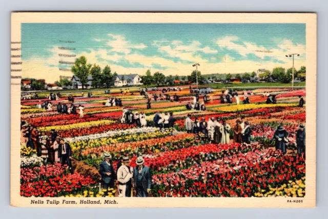 Holland MI-Michigan, Nelis Tulip Farm, Antique Vintage c1939 Postcard