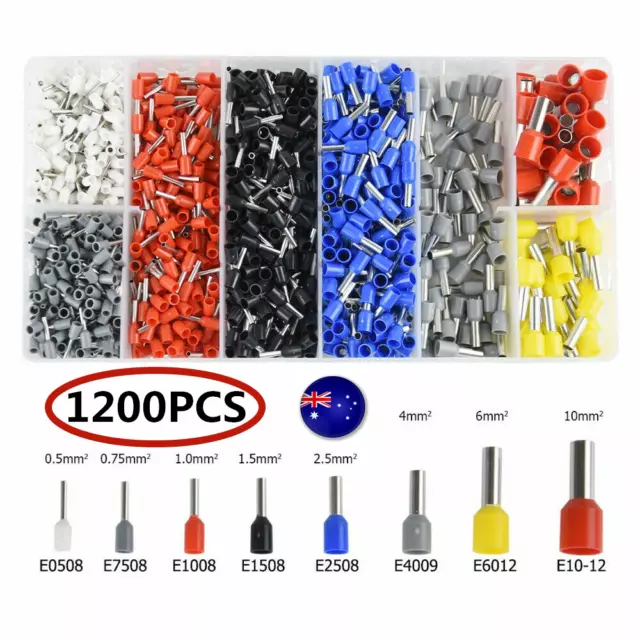 1200PCS Wire Crimp Connector Cable Cord Pin End Bootlace Ferrule Terminal Kits