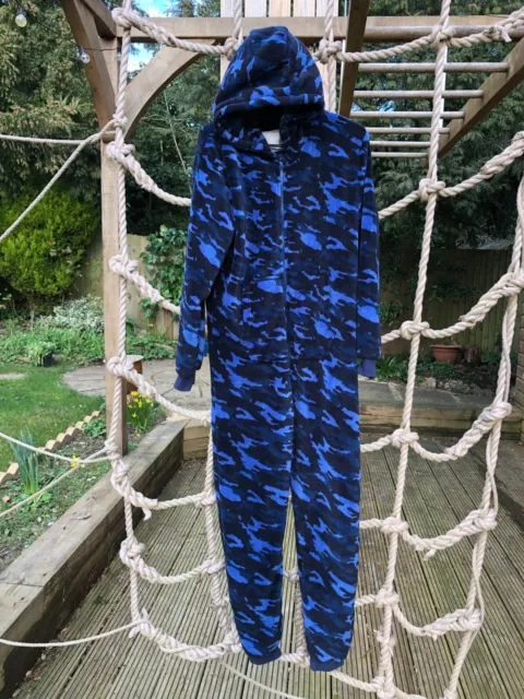 Next Blue Camouflage Fleece All in one Boys Size12yrs