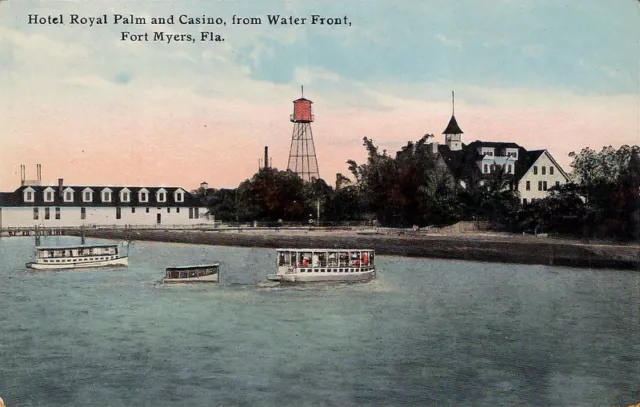 Old postcard Fort Myers, FL, Hotel Royal Palm and Casino, from Water Front