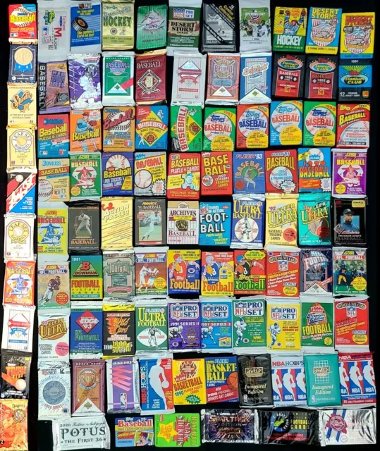 +300 Lot of Vintage Unopened Basketball Baseball Football Cards in Sealed Packs