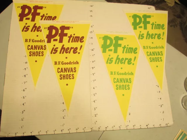 PF FLYER shoes 1950s B.F. Goodrich canvas store display sign (4) pennant YELL