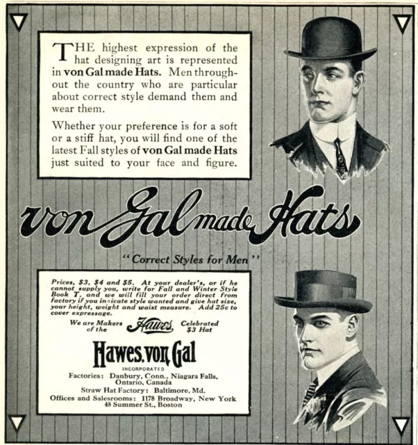 1912 Original Hat Ads: JC LEYENDECKER(?) Art + Knox  Coles Phillips Fadeaway Art