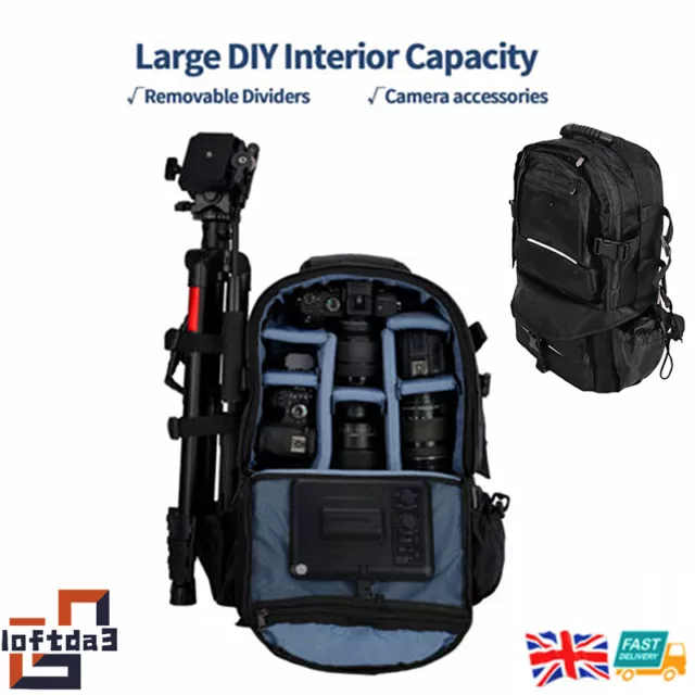 Travel Camera Bag Large SLR DSLR Canon Backpack Bag Waterproof Shoulder Bags UK