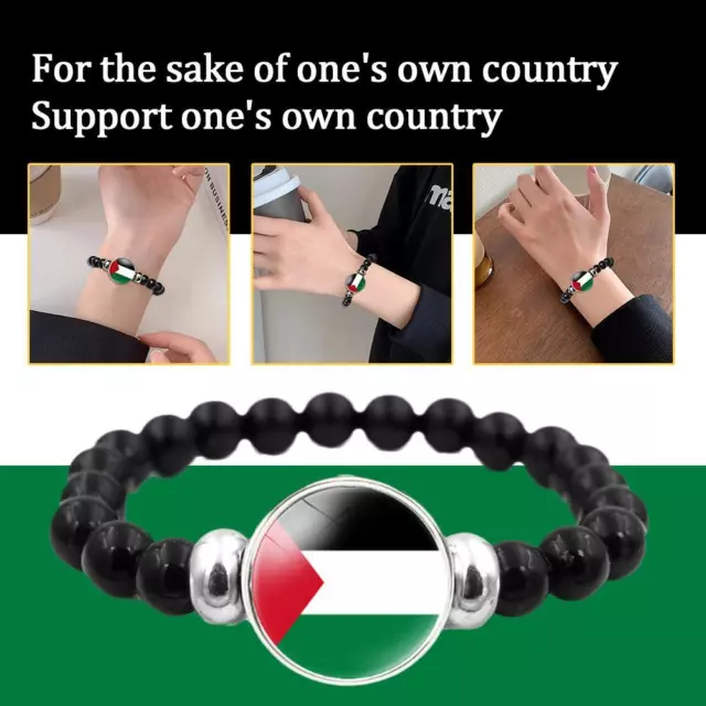 Bracciale Bandiera Gioiello Palestine Time Bracciale Uomo & Donna Bracciale Perline Nere Gioielli &