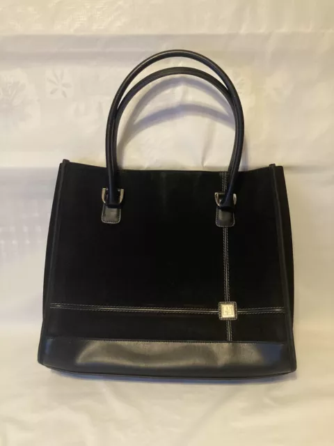 Diane Von Furstenberg DVF Black Business Laptop Bag Tote Suede Leather