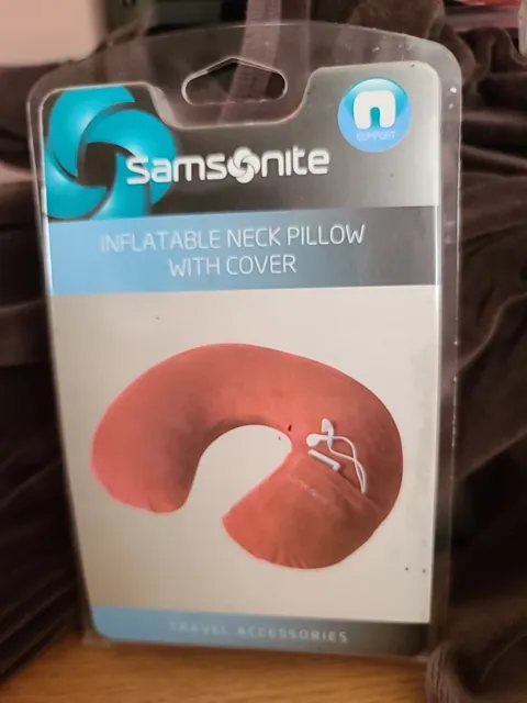 Samsonite Travel Pillow for Neck Deluxe Inflatable with Cover RED Color NEW