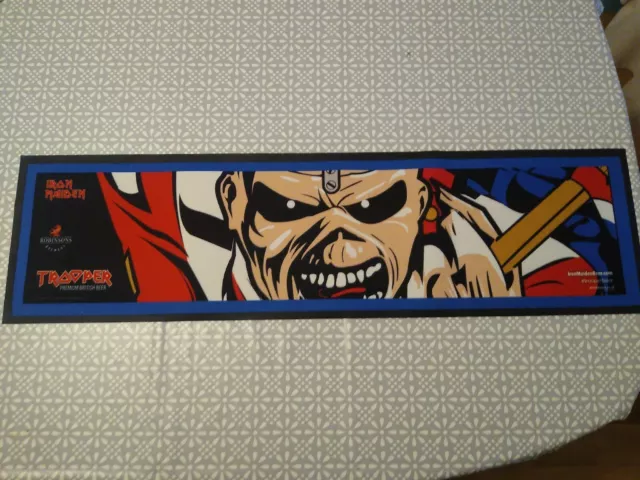 Blue Iron Maiden Trooper Beer Bar Runner Mat Eddie Close Up Home Bar #2