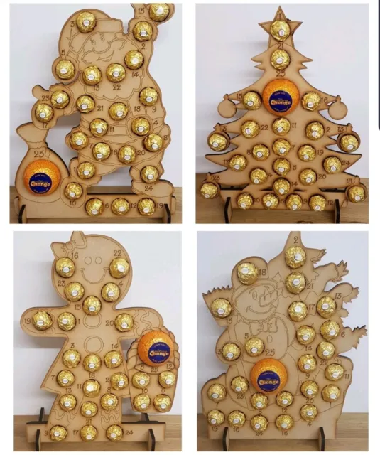 Ferrero Rocher & Cioccolato Arancio Natale Calendario Avvento Riutilizzabile Legno 2