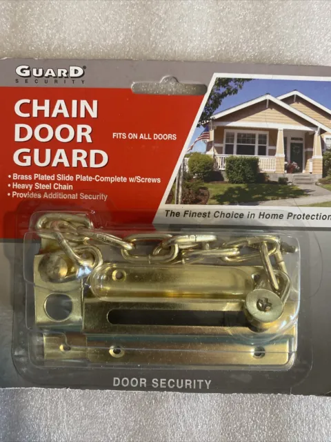 Chain Door Guard Home Security Lock Brass Plated Secure Home Steel New