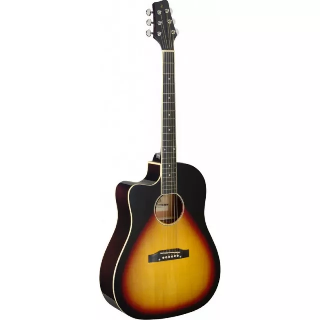 Stagg SA35 DSCE-VS LH - guitare électro-acoustique gaucher Sunburst