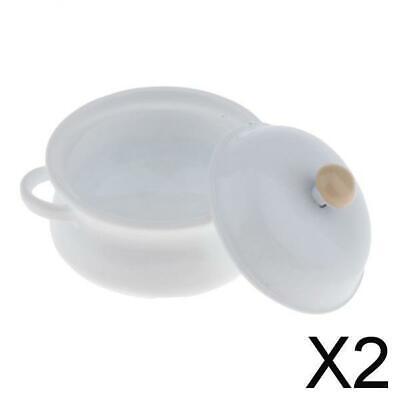 2X 1:12 Dollhouse Miniature Mini Pot Blanc Modèle Accessoires De Cuisine