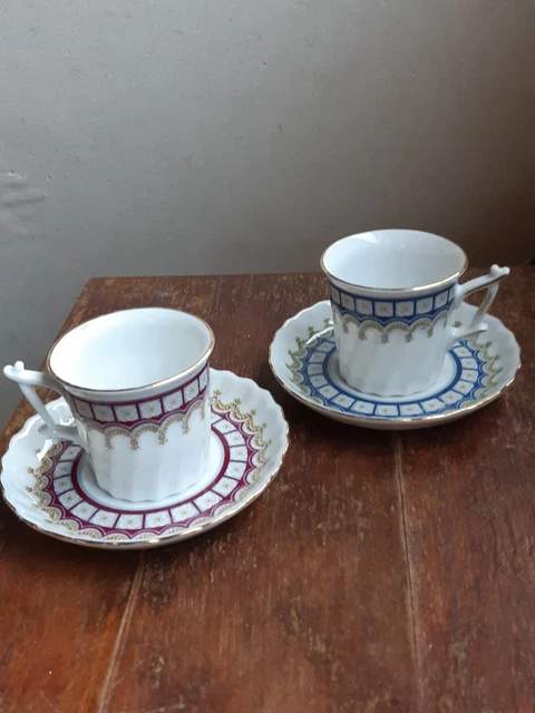 Ensemble De 2 Tasses Et Soucoupes Porcellana Karim – Brocante La Vitrine