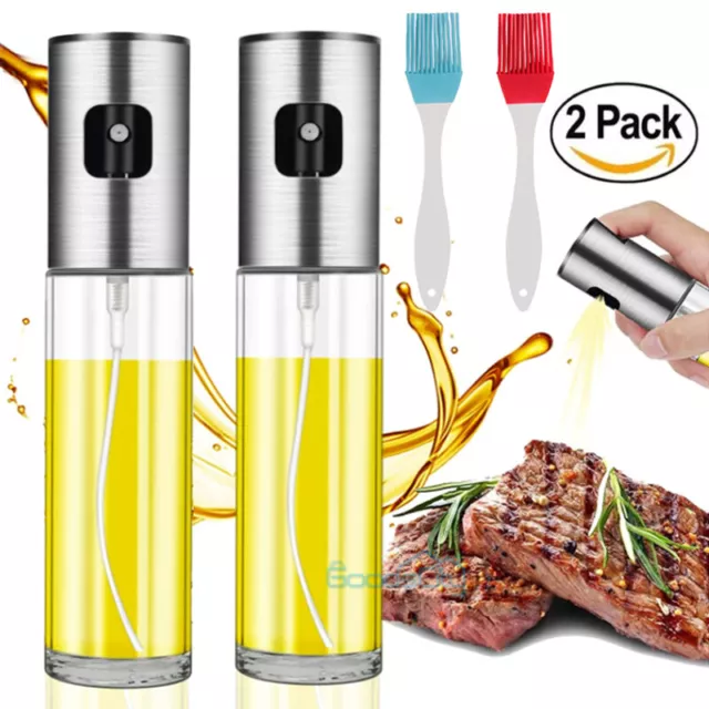 2 Pack Glass Olive Oil Sprayer Cooking Mister Spray Pump Fine Bottle Kitchen