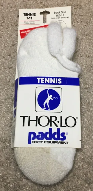 Vintage Thor-Lo Padds T-11 Tennis Socks Size 8.5-11 White