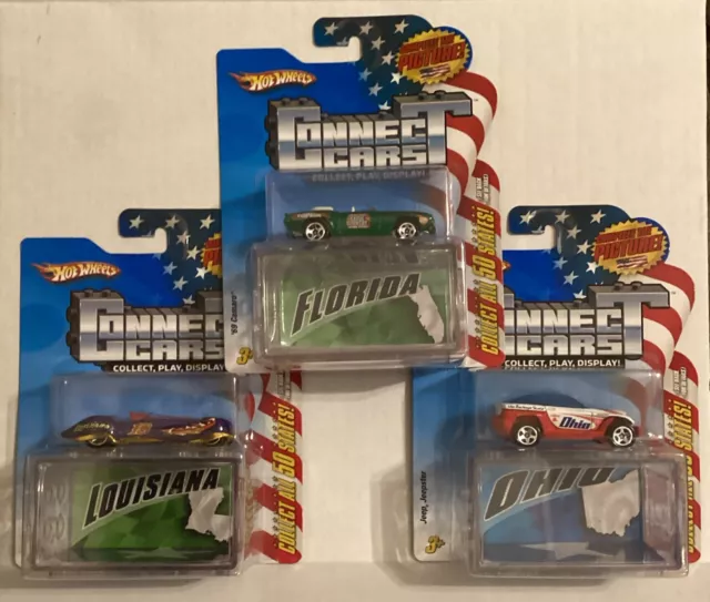 Hot Wheels-Connect Cars-Lot Of 3-Florida-Louisiana-Ohio