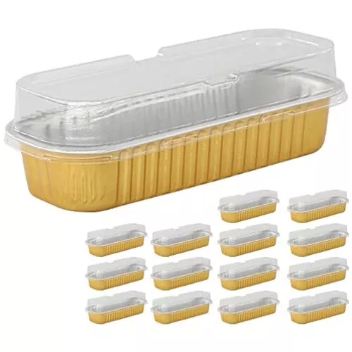 Aluminum Mini Disposable Loaf Pans with Lid Foil Toaster Oven Pans Oblong Foil