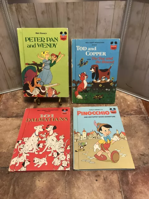 Walt Disney’s Peterpan Tod & Copper 101 Dalmations & Pinocchio 1981 HC Book Lot