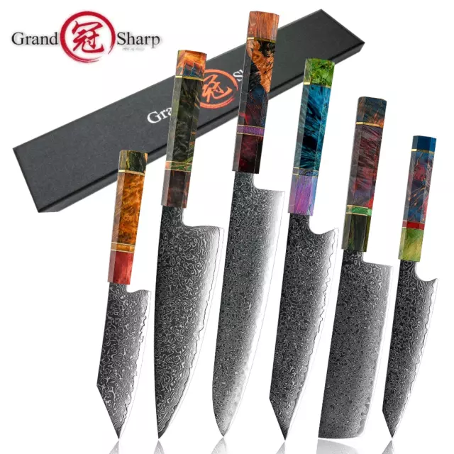 Japanese Kitchen Knives 67 Layers Damascus Steel Kiritsuke Chef Knives Gift Box