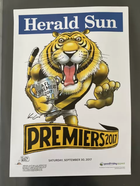 Richmond Tigers AFL 2017 Herald Sun Mark Knight Premiership Original Poster