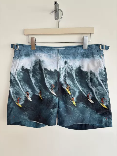 Pantaloncini da nuoto marroni Orlebar / classici / bulldog surfisti fotografici W34 / grandi