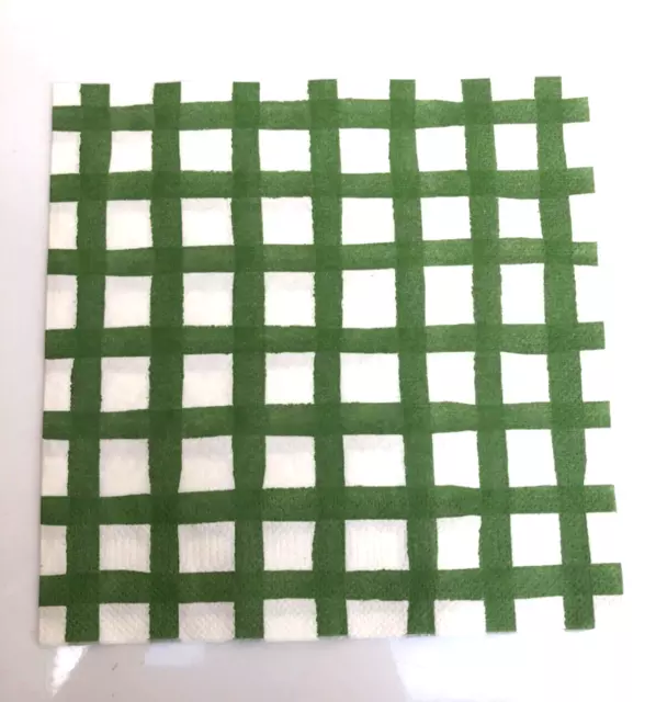 6 Mittagessen Papier Servietten 3lagig Decoupage Basteln grün weiß kariert Designmuster