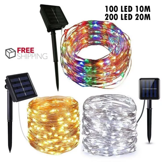 Outdoor Solar String Lights LED Waterproof Copper Wire Xmas Garden Party Decor