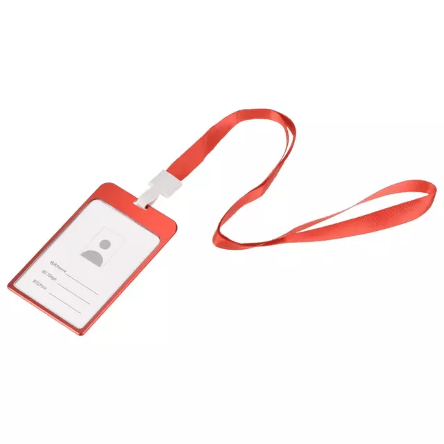 Porta Badge 12x7,5cm Verticale Alluminio ID Porta Badge, Rosso