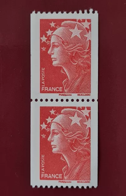 France Marianne de Beaujard 2 x roulette stamps numbered back - Mint