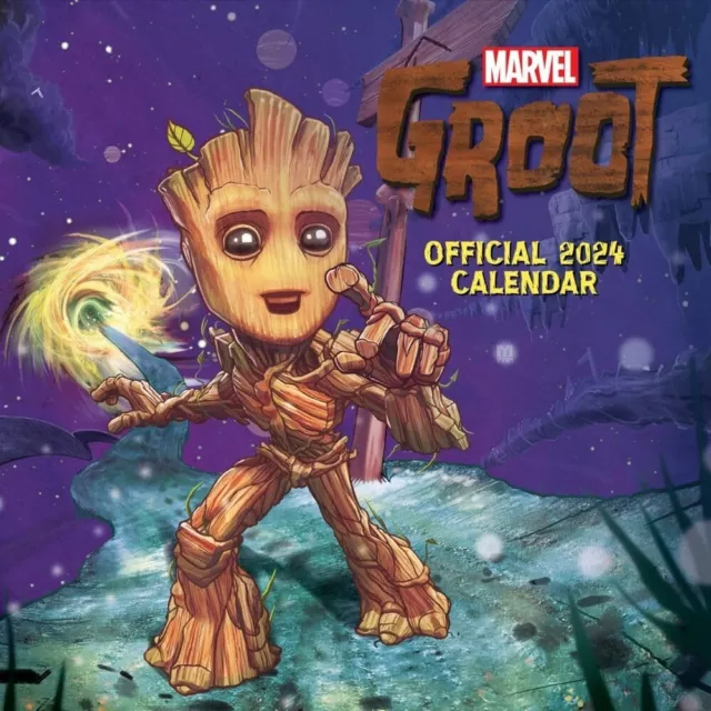 Marvel Groot 2024 Kalender, Monat Bis View Quadratisch Wand Offizielles Produkt