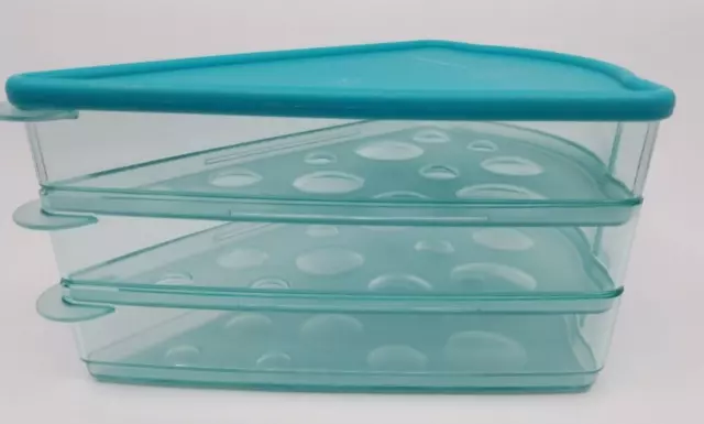 TUPPERWARE 3 PIZZA Slice Keep-N-Heat Keeper Storage Containers Teal $25.99  - PicClick