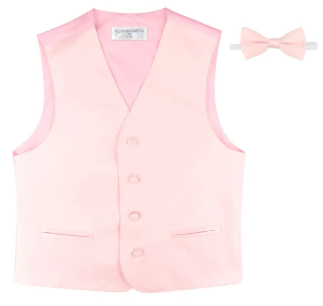 BOY'S Dress Vest and Boys BOW TIE Solid Color BowTie Set for Suit or Tuxedo 2