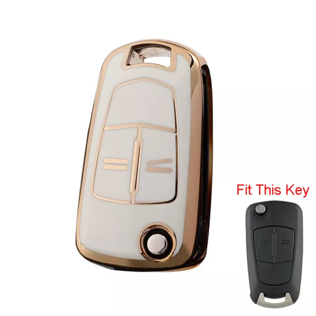 2 Button TPU Key Case Remote Fob Cover White For Vauxhall/Opel Corsa D 06-2014