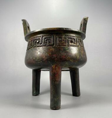 Old Antique Chinese Bronze Ding Incense Burner (K1237)