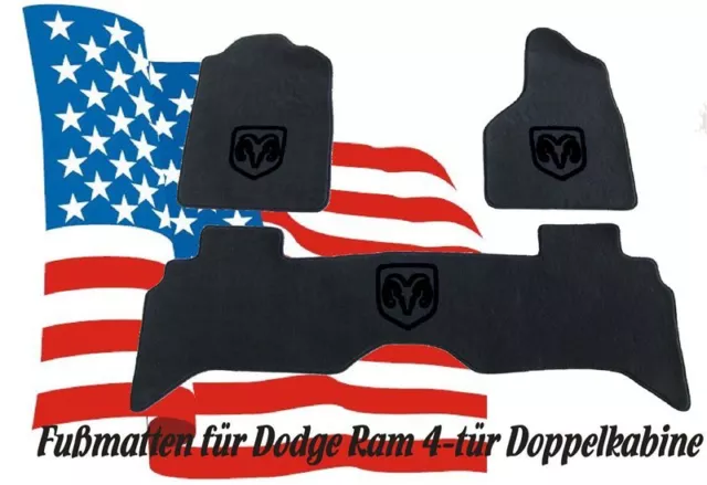 für Dodge Ram Crew Cap ab 2009  Fußmatten Teppiche  VELOUR SW autotteppiche