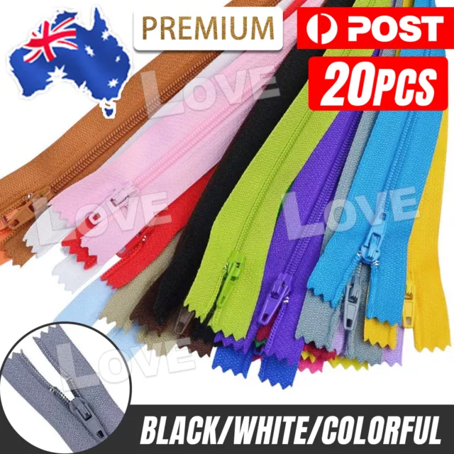 20PCS Nylon Zippers Sewing Tool Edge Puller Zip Tailor Zipper Mixed Color DIY