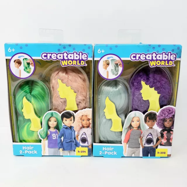 Lot Of 2 Boxes Mattel Creatable World Hair H-208 H-294 Doll 4 Wigs Total New
